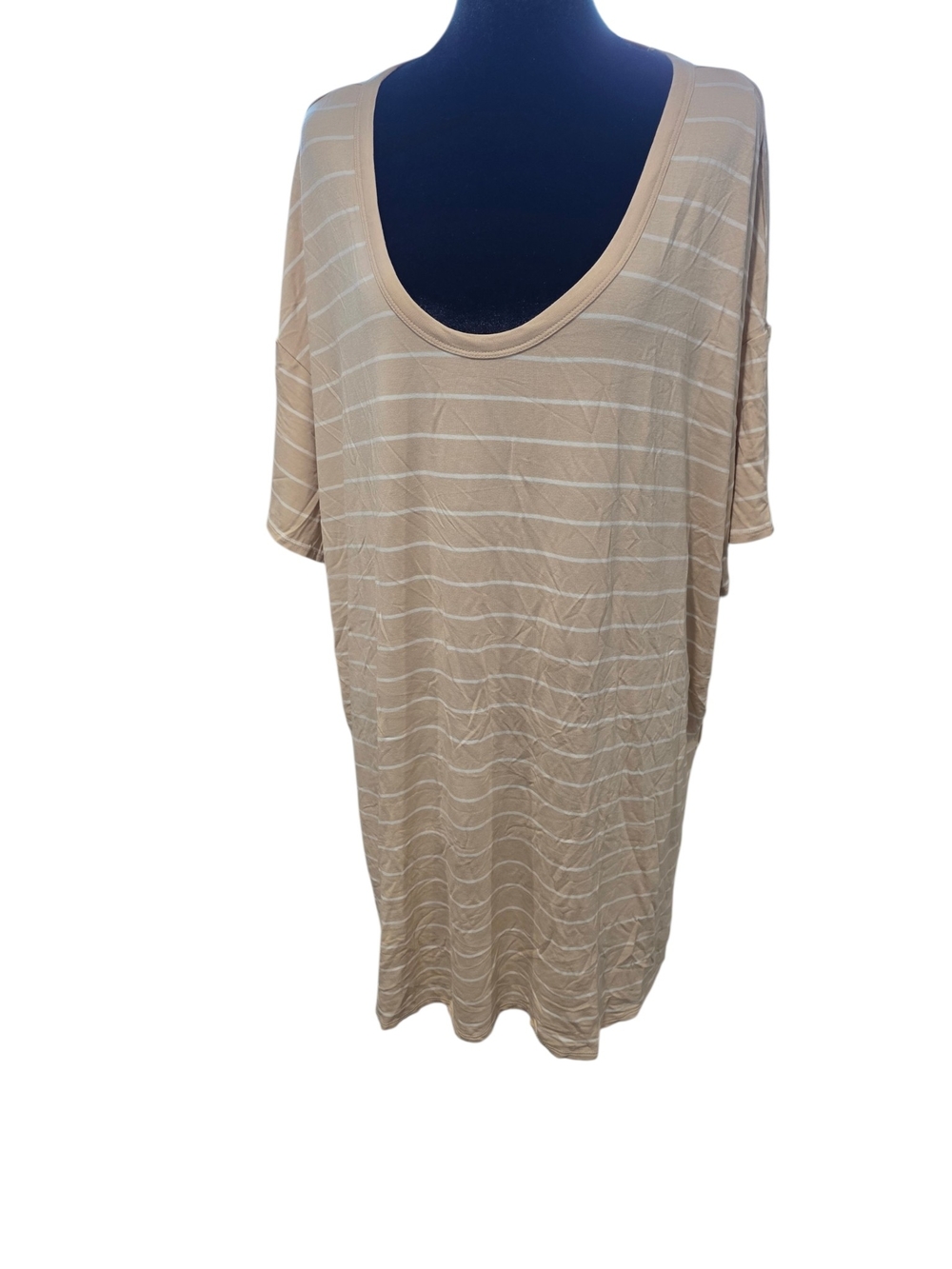 Old Navy Beige and White Striped Tunic Top